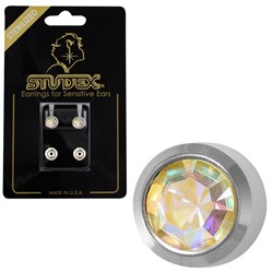 STUDEX Rock crystal studs - s/s - large bezel